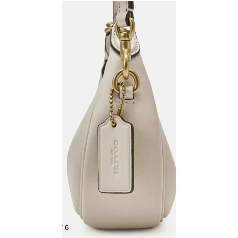 Coach Jonie Mini Crescent Bag Chalk Glovetanned Leather Crossbody Shoulder Purse - Picture 12 of 16